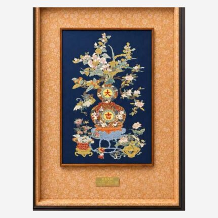 Chinese aroma brocade gourd silk wall art detail view