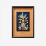 Chinese aroma brocade gourd framed silk wall art full view