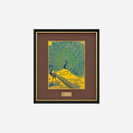 Bright Future peacock Chinese silk brocade wall art full view