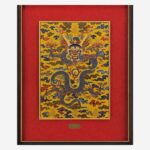 Chinese Dragon Brocade silk wall art detail view
