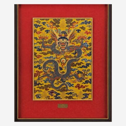Chinese Dragon Brocade silk wall art detail view