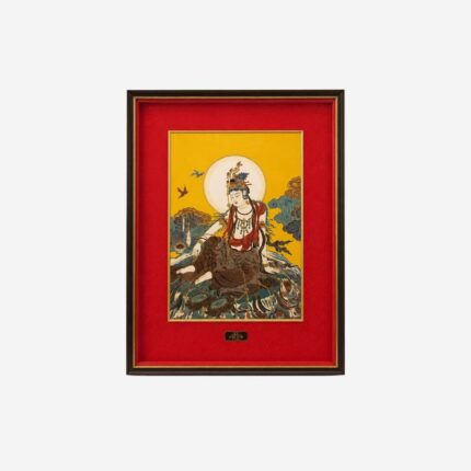 Framed Dunhuang Guanyin Chinese silk brocade wall art
