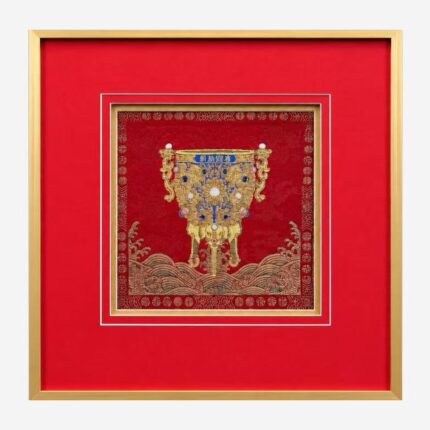 Eternal Stability Chinese silk brocade wall art detail view