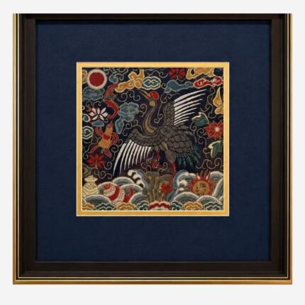 Crane Heavenly Chapter Chinese silk brocade wall art detail view