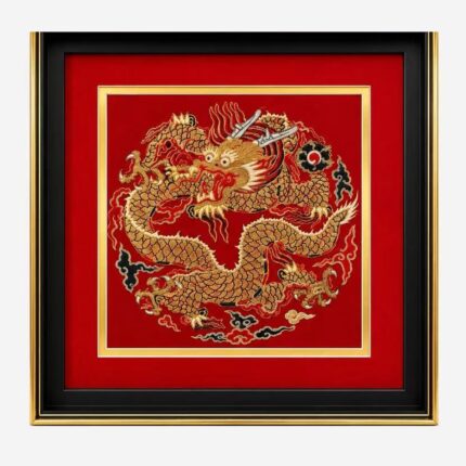 Dragon Heavenly Chapter Chinese silk brocade wall art detail view