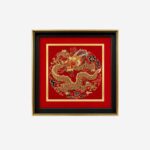 Dragon Heavenly Chapter Chinese silk brocade wall art full view