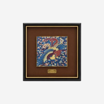 Phoenix Arrives Chinese silk brocade wall art full view