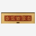 Radiant Five Dragons Chinese silk brocade wall art detail view