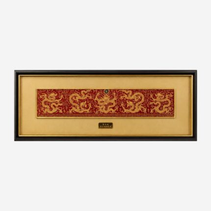 Radiant Five Dragons Chinese silk brocade wall art full view